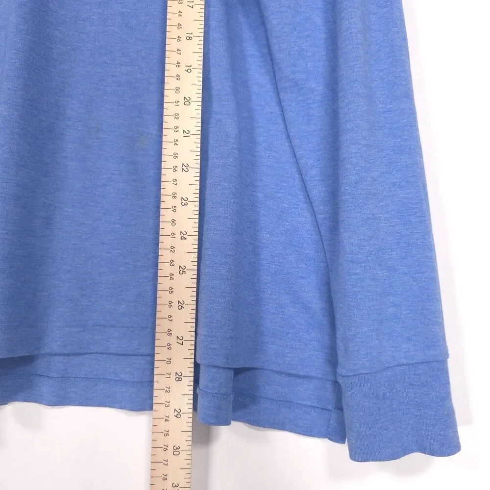 POLO RALPH LAUREN Pima Soft Touch Long Sleeve Blue Polo Shirt LARGE Suede Detail